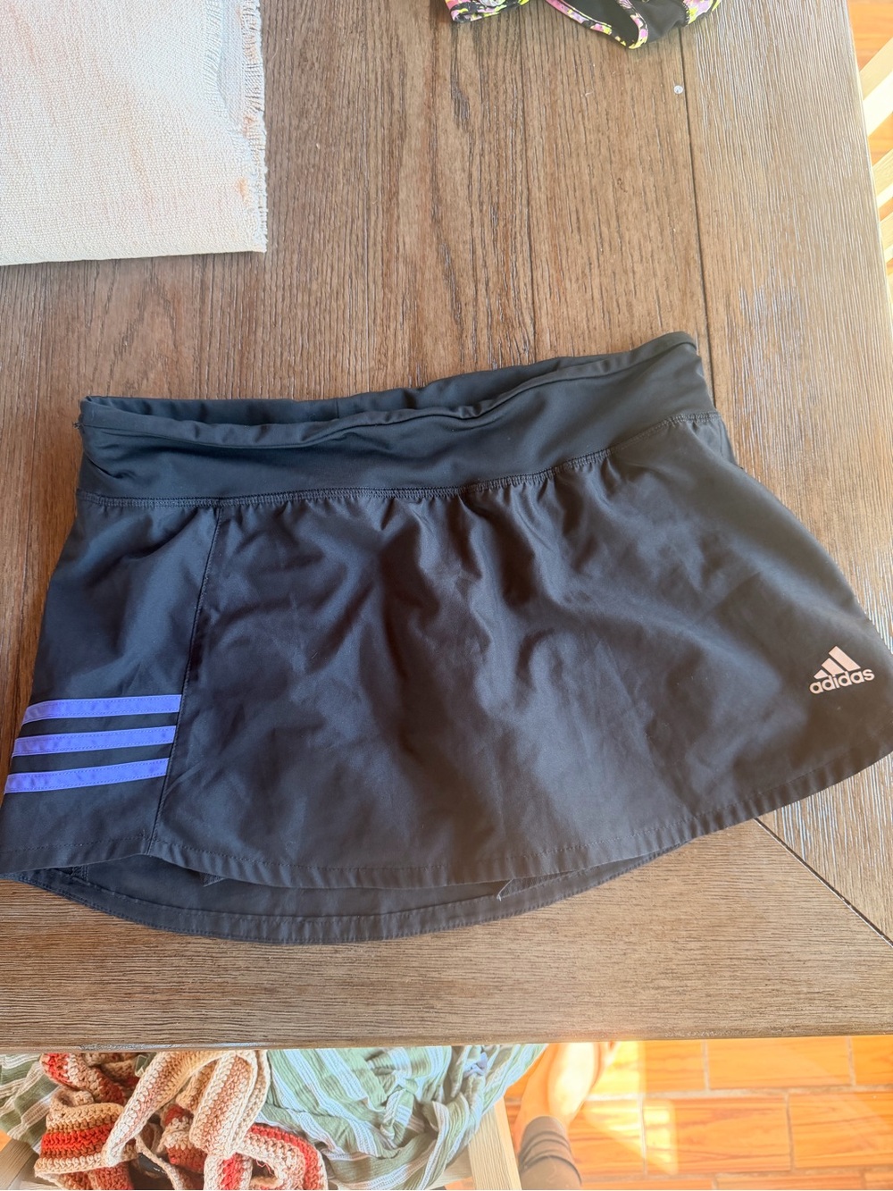 adidas Women's Black Skort with Purple Stripes